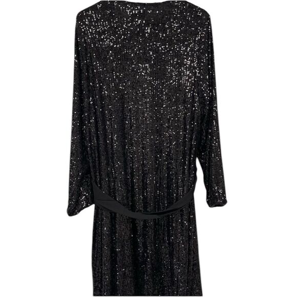 Show me your MuMu NWT Encore Kimono Black Midnight Glitz Sequins Wrap Dress XXL - Picture 7 of 7